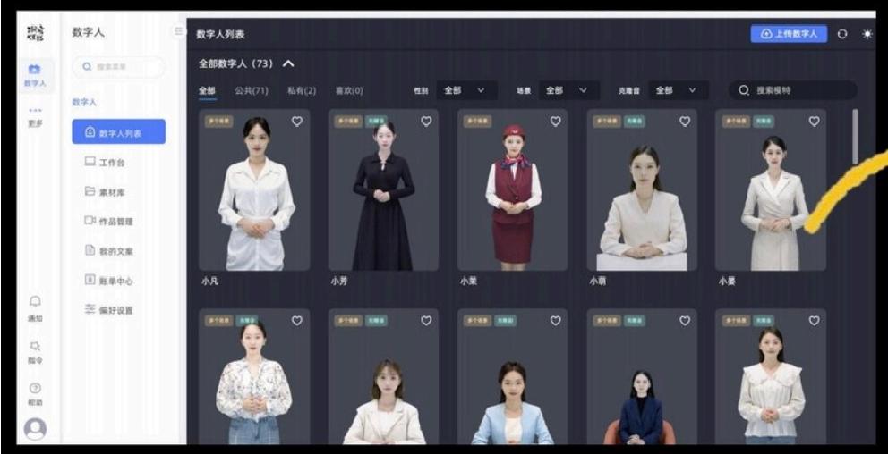 潮宿文旅数字人创作平台的项目界面